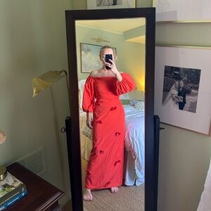 Anthropologie Red Long Sleeve Dress